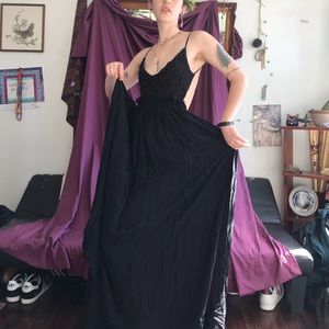 Gorgeous vintage long black lace dress